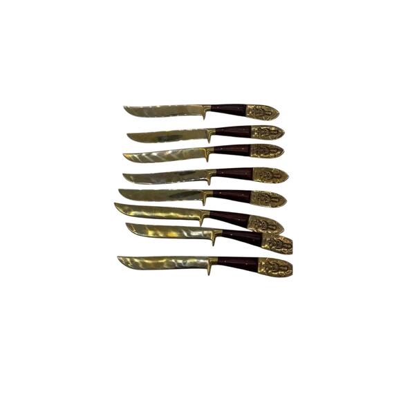 Vintage Siam Thailand 29-Piece Nickel Bronze Flatware Set in Velvet-Lined Box - Picture 9 of 11